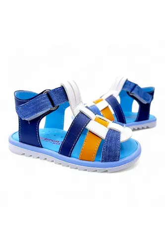 Orthopedic Baby and Kid Sandal Cabrio S. Gcmcbr2415 White Navy Jeans-White Navy Jeans - 4