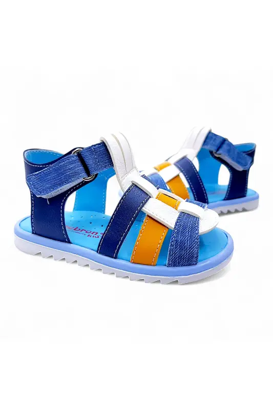 Orthopedic Baby and Kid Sandal Cabrio S. Gcmcbr2415 White Navy Jeans-White Navy Jeans - 4