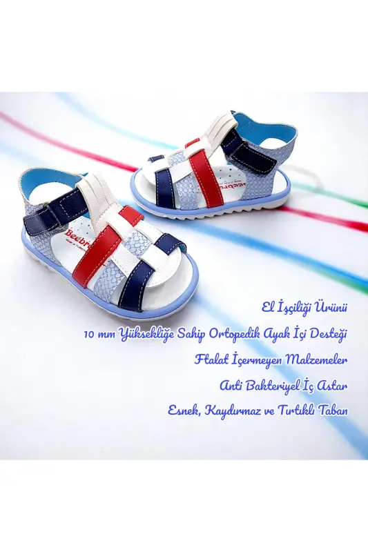 Orthopedic Boys First Step Baby and Kids Sandal Cabrio S. Gcmcbr2415 White Blue Red-White Blue Red - 2