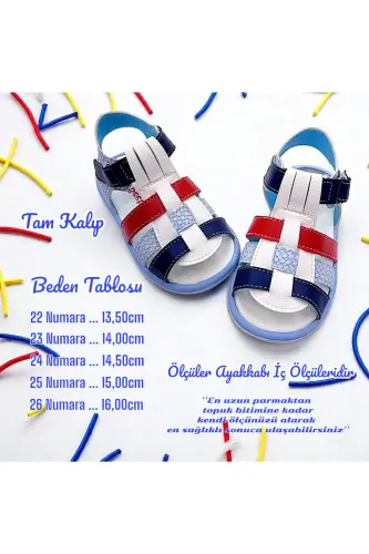 Orthopedic Boys First Step Baby and Kids Sandal Cabrio S. Gcmcbr2415 White Blue Red-White Blue Red - 5
