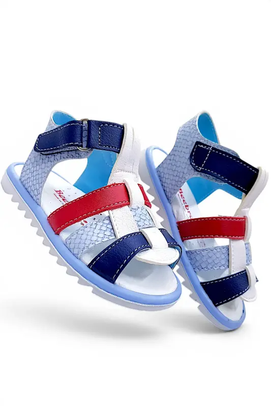 Orthopedic Boys First Step Baby and Kids Sandal Cabrio S. Gcmcbr2415 White Blue Red-White Blue Red - BEEBRON