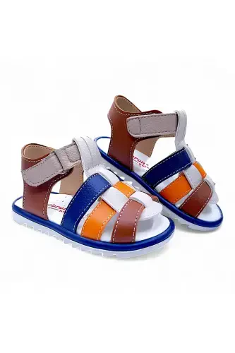 Orthopedic First Step Baby and Kids Sandal Gcm Cabrio Series Cream Coffee Navy Blue Gcmcbr2415-Cream Navy Blue Orange Coffee - 1