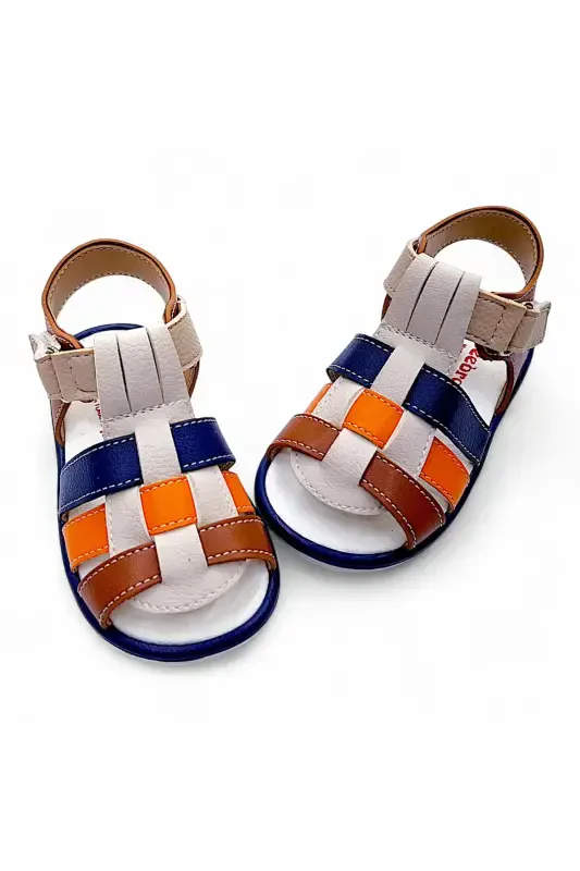 Orthopedic First Step Baby and Kids Sandal Gcm Cabrio Series Cream Coffee Navy Blue Gcmcbr2415-Cream Navy Blue Orange Coffee - 3