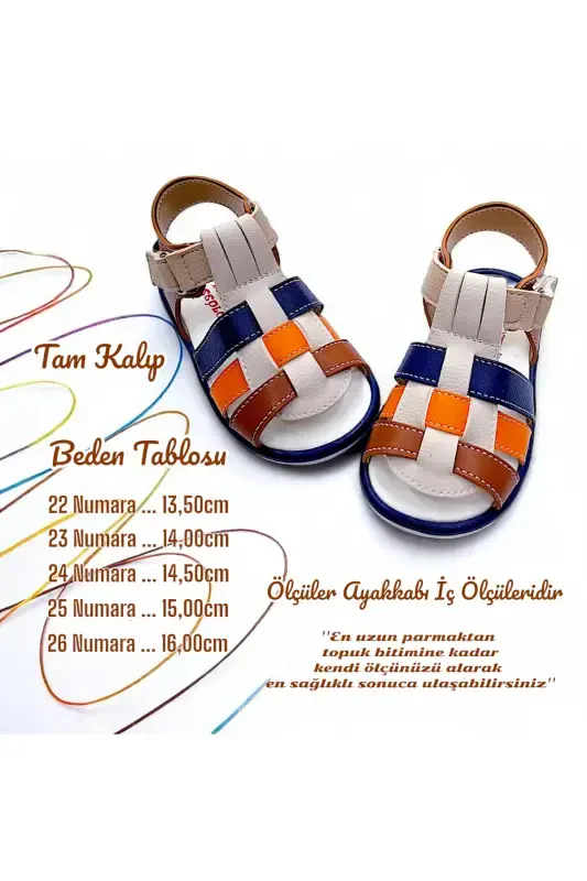 Orthopedic First Step Baby and Kids Sandal Gcm Cabrio Series Cream Coffee Navy Blue Gcmcbr2415-Cream Navy Blue Orange Coffee - 5