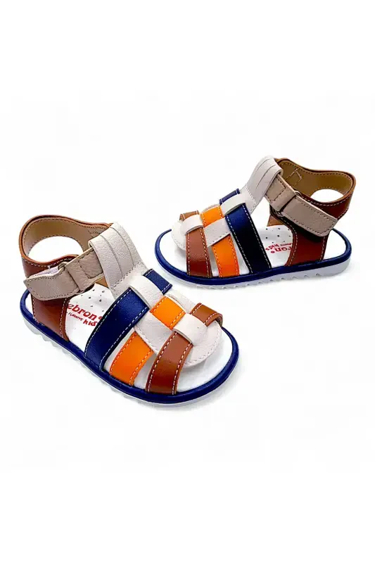 Orthopedic First Step Baby and Kids Sandal Gcm Cabrio Series Cream Coffee Navy Blue Gcmcbr2415-Cream Navy Blue Orange Coffee - 6