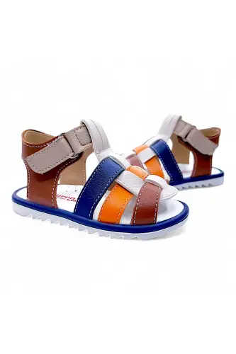Orthopedic First Step Baby and Kids Sandal Gcm Cabrio Series Cream Coffee Navy Blue Gcmcbr2415-Cream Navy Blue Orange Coffee - 4
