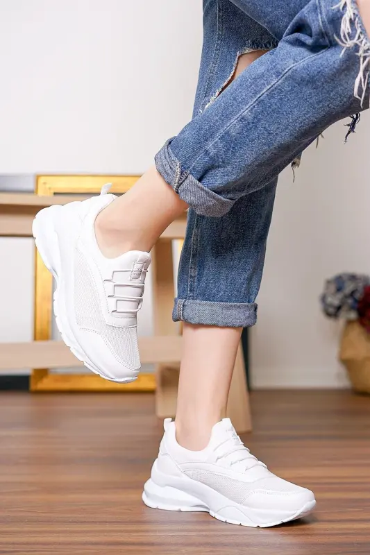 Orthopedic Women's White Casual Sport Sneaker Walking Shoe-White - 2