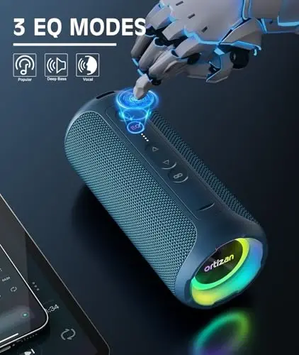 Ortizan Bluetooth Speaker, IPX7 Waterproof, Portable Speakers with HD Sound, Deep Bass, RGB Lights (Notice: X8 Pro Navy and X8 Pro Blue Cannot be paired via TWS Due to Different Bluetooth Versions) - 4