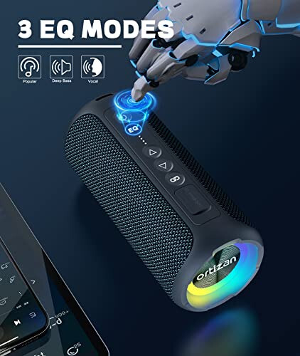 Ortizan Bluetooth Karnay, 40Vt Baland Ovozli Ko‘chma Simsiz Karnay, IPX7 Su o‘tkazmaydigan Dush Karnay Bluetooth 5.3 bilan, Chuqur Bass, LED Chiroqlar, Uy/Partiya/Tashqarida/Plyaj uchun Stereo Juftlashtirish, Sovg‘a G‘oyalari - 3