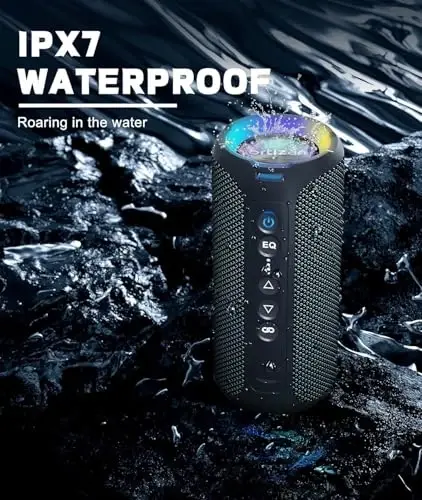 Ortizan Bluetooth Karnay, 40Vt Baland Ovozli Ko‘chma Simsiz Karnay, IPX7 Su o‘tkazmaydigan Dush Karnay Bluetooth 5.3 bilan, Chuqur Bass, LED Chiroqlar, Uy/Partiya/Tashqarida/Plyaj uchun Stereo Juftlashtirish, Sovg‘a G‘oyalari - 5