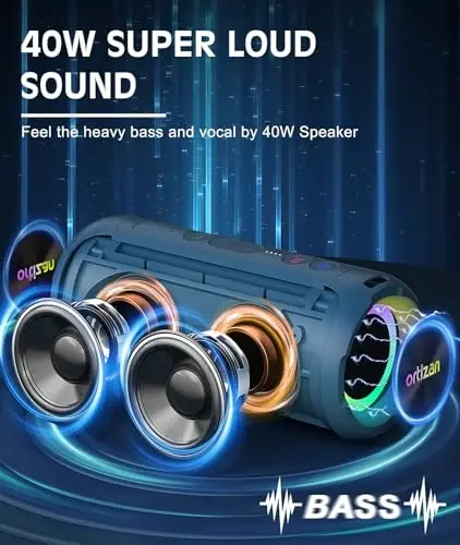 Ortizan Bluetooth karnay, IPX7 suv oʻtkazmaydigan, HD ovozli, chuqur basli, RGB yoritgichli portativ karnaylar (Eslatma: X8 Pro Navy va X8 Pro Blue turli Bluetooth versiyalari tufayli TWS orqali ulanmaydi) - ORTIZAN (1)
