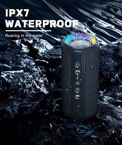 Ortizan Bluetooth Speakers, 40W Loud Portable Wireless Speaker, IPX7 Waterproof Shower Speakers with Bluetooth 5.3, Deep Bass, LED Lights, Stereo Pairing for Home/Party/Outdoor/Beach, Gift Ideas - 2