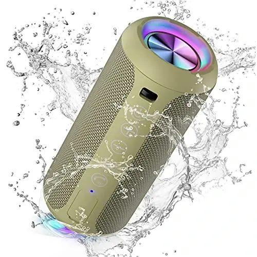 Ortizan Portable Bluetooth Speaker: IPX7 Waterproof, 24W Loud Sound, Deep Bass, Bluetooth 5.3, LED Lights, Wireless Stereo Pairing, 30H Playtime, for Home/Outdoor/Party/Beach, Birthday Gift (Black) - 1