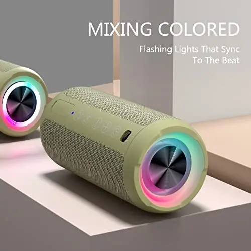 Ortizan Portable Bluetooth Speaker: IPX7 Waterproof, 24W Loud Sound, Deep Bass, Bluetooth 5.3, LED Lights, Wireless Stereo Pairing, 30H Playtime, for Home/Outdoor/Party/Beach, Birthday Gift (Black) - ORTIZAN (1)