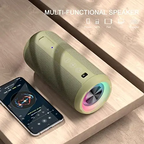 Ortizan Portable Bluetooth Speaker: IPX7 Waterproof, 24W Loud Sound, Deep Bass, Bluetooth 5.3, LED Lights, Wireless Stereo Pairing, 30H Playtime, for Home/Outdoor/Party/Beach, Birthday Gift (Black) - 5