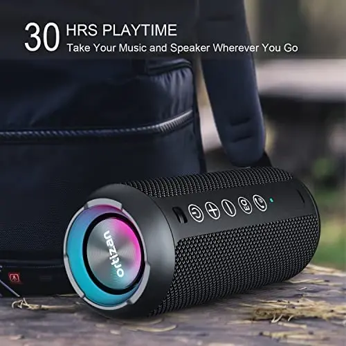 Ortizan Portable Bluetooth Speaker x Stocking Stuffers: IPX7 Suv o'tkazmaydigan, simsiz, katta ovoz, chuqur bas, dual juftlash, 30 soatlik ijro etish vaqti, kattalar erkaklar ayollar o'spirin o'g'il bolalar uchun oq fil sovg'asi (qora) - 5