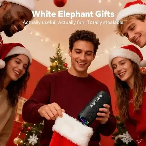 Ortizan Portable Bluetooth Speaker x Stocking Stuffers: IPX7 Waterproof, Wireless, Big Sound, Deep Bass, Dual Pairing, 30H Playtime, White Elephant Gift for Adults Men Women Teen Boys Girls (Black) - 5