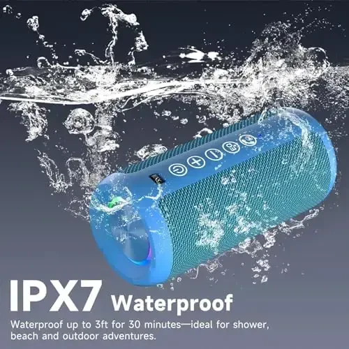 Ortizan Portable Bluetooth Speakers, IPX7 Waterproof Wireless Outdoor Speaker with 24W Loud Stereo Sound And Bluetooth 5.3, Deep Bass, RGB Lights, Dual Pairing, 30H Playtime for Home, Party - 4
