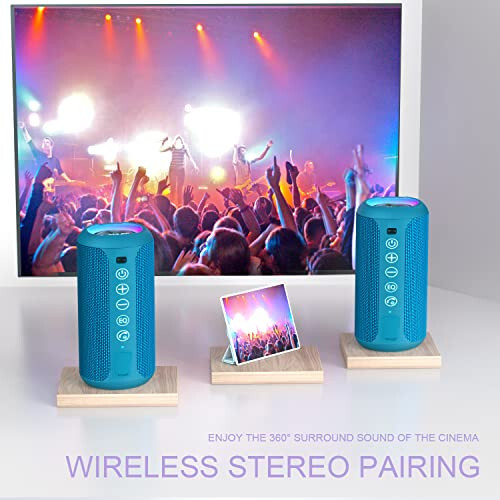 Ortizan Portable Bluetooth Speakers, IPX7 Waterproof Wireless Outdoor Speaker with 24W Loud Stereo Sound And Bluetooth 5.3, Deep Bass, RGB Lights, Dual Pairing, 30H Playtime for Home, Party - 3