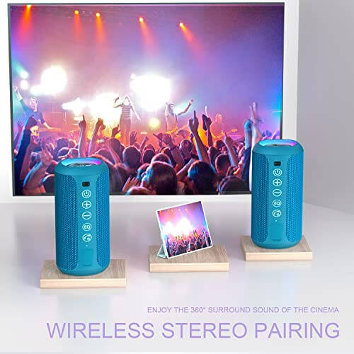 Ortizan Portable Bluetooth Speakers, IPX7 Waterproof Wireless Outdoor Speaker with 24W Loud Stereo Sound And Bluetooth 5.3, Deep Bass, RGB Lights, Dual Pairing, 30H Playtime for Home, Party - 3