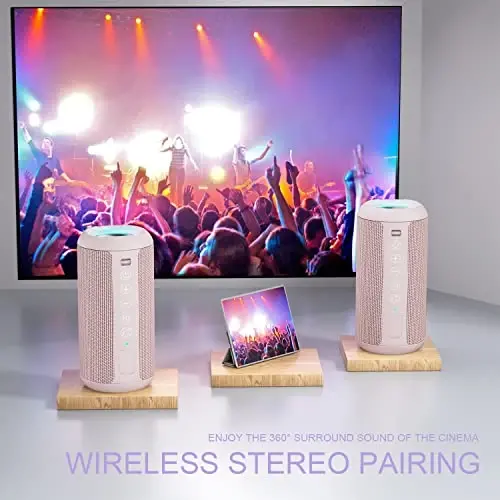 Ortizan Portativ Bluetooth Karnaylar, IPX7 Suvga chidamli Simsiz Karnay 24W Baland Stereo Ovoz, Chuqur Bass, Bluetooth 5.3, RGB Chiroqlar, Dual Ulanish, Uy, Ochiq Havoda, Bayram uchun 30H O'yin Vaqti - 3
