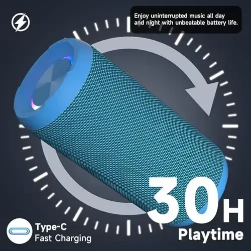Ortizan Portativ Bluetooth Kolonkalari, IPX7 Suvga chidamli Simsiz Tashqi Kolonka 24W Baland Stereo Tovush va Bluetooth 5.3, Chuqur Bass, RGB Chiroqlar, Dual Ulanish, Uy, Bayram uchun 30H O'yin Vaqti - 3