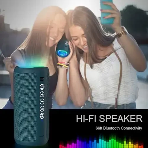 Ortizan Portable Bluetooth Speaker: IPX7 Waterproof, 24W Loud Sound, Deep Bass, Bluetooth 5.3, LED Lights, Wireless Stereo Pairing, 30H Playtime, for Home/Outdoor/Party/Beach, Birthday Gift (Blue) - 6