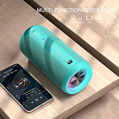 Ortizan Taşınabilir Bluetooth Hoparlörler, IPX7 Su Geçirmez Kablosuz Hoparlör 24W Yüksek Sesli Stereo Ses, Bluetooth 5.3 ile Açık Hava Hoparlörü, Derin Bas, RGB Işıklar, Çift Eşleştirme, Ev, Parti için 30 Saat Oynatma Süresi - 4