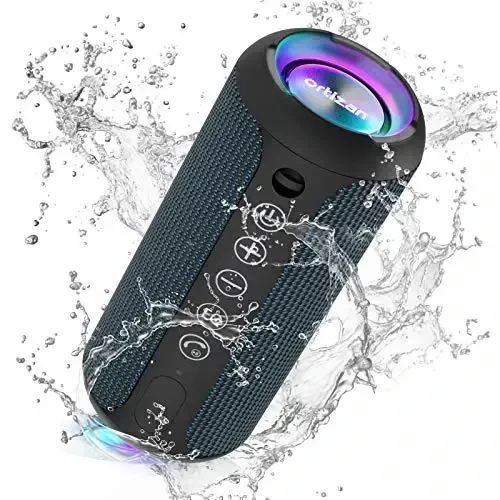Ortizan Portable Bluetooth Speakers, IPX7 Waterproof Wireless Speaker with 24W Loud Stereo Sound, Outdoor Speaker with Bluetooth 5.3, Deep Bass, RGB Lights, Dual Pairing, 30H Playtime for Home, Party - ORTIZAN