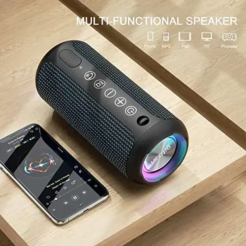 Ortizan Portable Bluetooth Speakers, IPX7 Waterproof Wireless Speaker with 24W Loud Stereo Sound, Outdoor Speaker with Bluetooth 5.3, Deep Bass, RGB Lights, Dual Pairing, 30H Playtime for Home, Party - 5