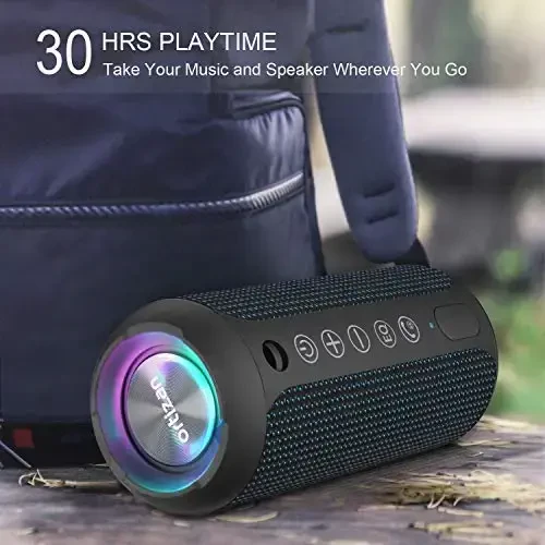 Ortizan Portable Bluetooth Speakers, IPX7 Waterproof Wireless Speaker with 24W Loud Stereo Sound, Outdoor Speaker with Bluetooth 5.3, Deep Bass, RGB Lights, Dual Pairing, 30H Playtime for Home, Party - 6