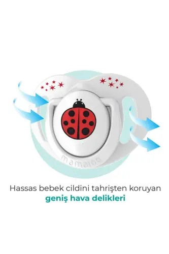 Ortodontik Emzik 0 Ay+ Uğur Böceği | Tekli, Silikon, Damaklı - Saklama Kabı Hediyeli - 8