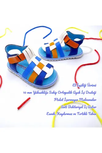 Ortopedik Erkak Ilk Qadam Bebek Va Bolalar Sandaleti Cabrio S. Gcmcbr2415 Oq Saks To'q Sariq-Oq Saks To'q Sariq - BEEBRON (1)