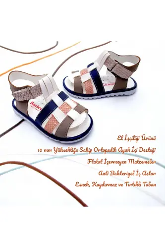Ortopedik Erkek Ilk Adım Bebek Ve Çocuk Sandaleti Cabrio S. Gcmcbr2415 Krem Kum Lacivert-Krem Kum Lacivert - 2