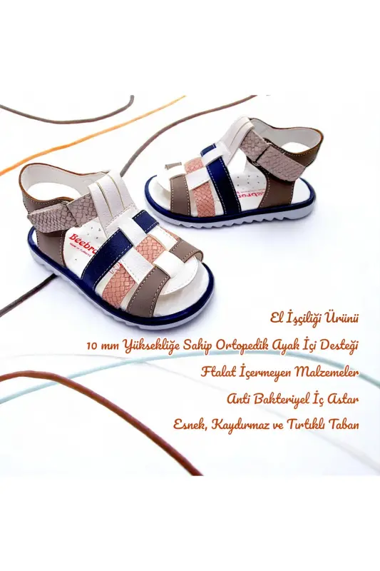 Ortopedik Erkek Ilk Adım Bebek Ve Çocuk Sandaleti Cabrio S. Gcmcbr2415 Krem Kum Lacivert-Krem Kum Lacivert - 2