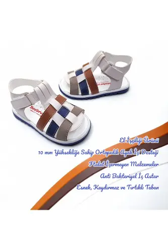 Ortopedik Erkek Ilk Adım Bebek Ve Çocuk Sandaleti Cabrio S. Gcmcbr2415 Krem Lacivert Kum - Krem Lacivert Kum - BEEBRON (1)