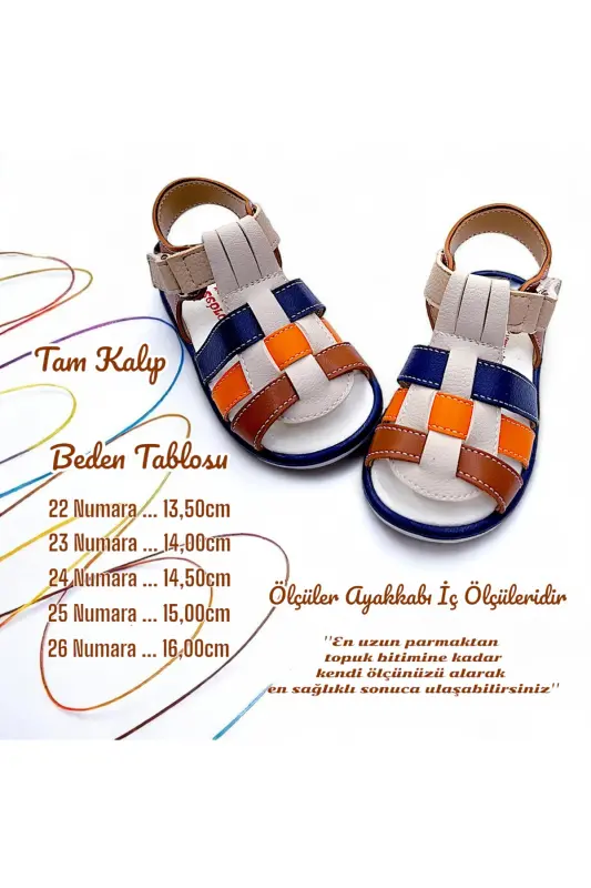 Ortopedik Erkek Ilk Adım Bebek Ve Çocuk Sandaleti Gcm Cabrio Serisi Krem Kahve Lacivert Gcmcbr2415 - Krem Lacivert Turuncu Kahve - 5