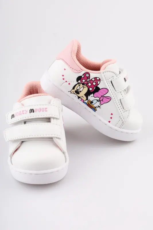 Ortopedik Işıklı Cırt Cırtlı Hafif Rahat Yumuşak Esnek Kız Bebek İlk Adım Ayakkabısı Yeni Sezon 2025-Pembe Beyaz Dck - 2