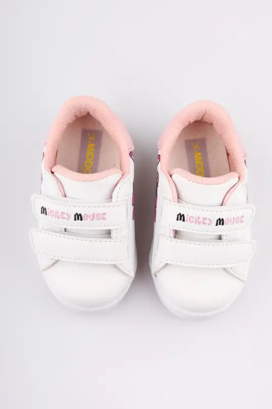 Ortopedik Işıklı Cırt Cırtlı Hafif Rahat Yumuşak Esnek Kız Bebek İlk Adım Ayakkabısı Yeni Sezon 2025-Pembe Beyaz Dck - 6