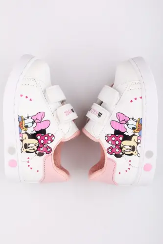 Ortopedik Işıklı Cırt Cırtlı Hafif Rahat Yumuşak Esnek Kız Bebek İlk Adım Ayakkabısı Yeni Sezon 2025-Pembe Beyaz Dck - 7