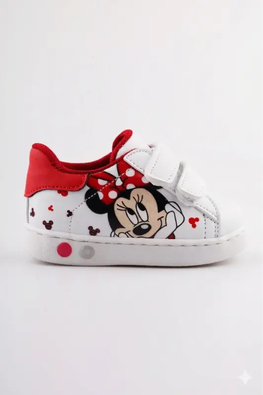 Ortopedik Işıklı Cırt Cırtlı Hafif Rahat Yumuşak Esnek Kız Bebek İlk Adım Ayakkabısı Yeni Sezon 2026-Beyaz Kırmızı Mck - 6