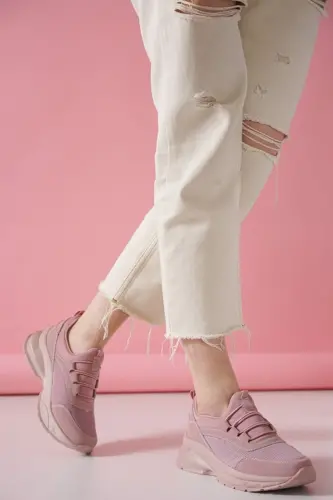 Ortapedik Kadın Somon Günlük Spor Sneaker Yürüyüş Ayakkabı-Somon - 1