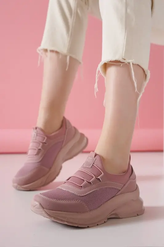 Ortapedik Kadın Somon Günlük Spor Sneaker Yürüyüş Ayakkabı-Somon - 2