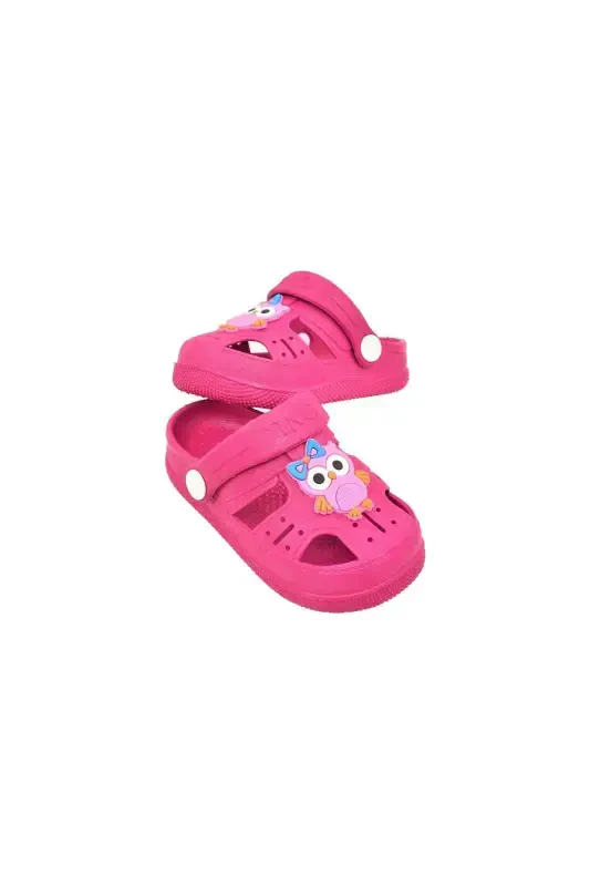 Ortopedik sirpanmaydigan taglikli hayvon shaklli bolalar sandal shippagi - Fusya - 4