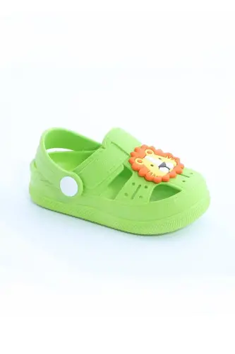 Ortopedik sirpanmaydigan taglikli hayvon shaklli bolalar sandal shippak-Yashil - 1