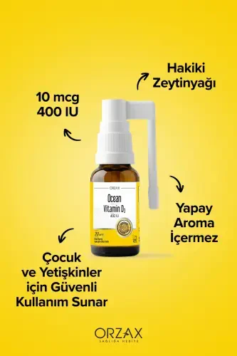 Orzax Vitamin D3 400IU Sprey 20ml - 3