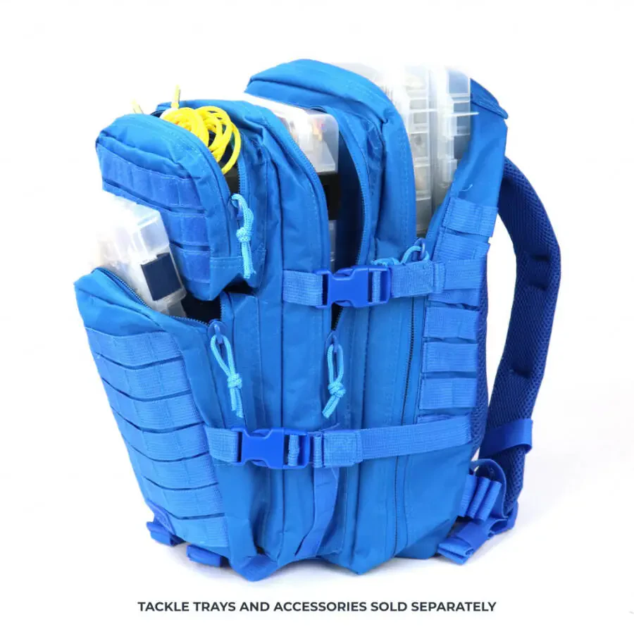 Osage River Gear Fishing Tackle Backpack with Fishing Rod Holder, Large Fishing Tackle Bag for Tackle Trays, Tackle Box Backpack for Bass Fishing Camping Traveling Hunting, Electric Eel Blue-ELECTRICEELBLUE - 2