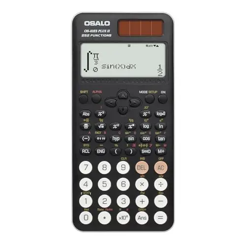 OSALO Scientific Calculator 252 Functions 2-line Written Display & Battery Solar Calculators for Secondary Students (OS-82ES-2) 