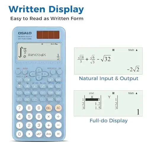 OSALO Scientific Calculator 417 Function 2 Line 10+2 Digits Written Display Solar and Battery Calculators for Students Secondary School College Blue (OS 991ES Plus 2nd Edition) - 3