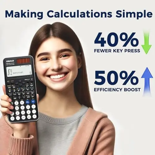 OSALO Bilimsel Hesap Makinesi 417 Fonksiyon 2 Satır 10+2 Hane Yazılı Ekran Güneş Enerjili ve Pilli Hesap Makineleri Okul Üniversite Öğrencileri Liseler için Siyah (OS 991ES Plus 2. Baskı) - OSALO (1)